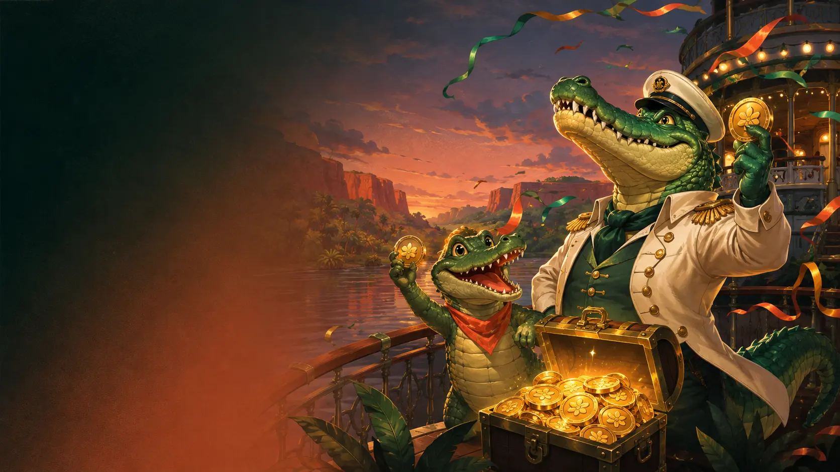 Play Croco Casino crocodile captains celebrating weekly rewards